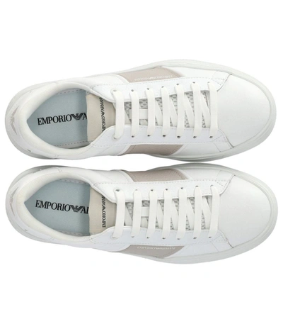 Shop Ea7 Emporio Armani  White And Beige Sneaker