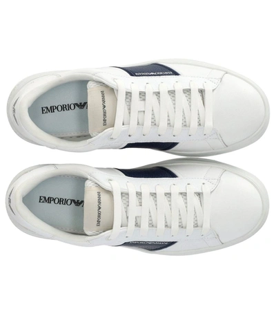 Shop Ea7 Emporio Armani  White And Blue Sneaker