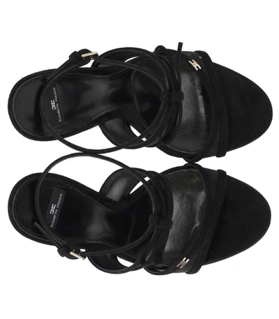 Shop Elisabetta Franchi Black Heeled Sandal With Bow