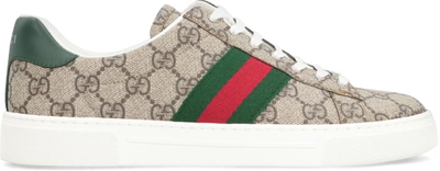 Shop Gucci Ace Fabric Low-top Sneakers In Beige