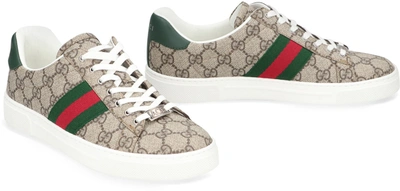Shop Gucci Ace Fabric Low-top Sneakers In Beige