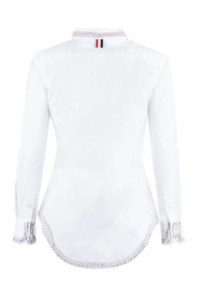 Shop Thom Browne Button-down Collar Cotton Shirt In White