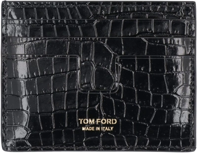 Shop Tom Ford Leather Card Holder In Black