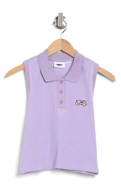 Shop Obey Natalie Sleeveless Cotton Polo In Digital Lavender Multi