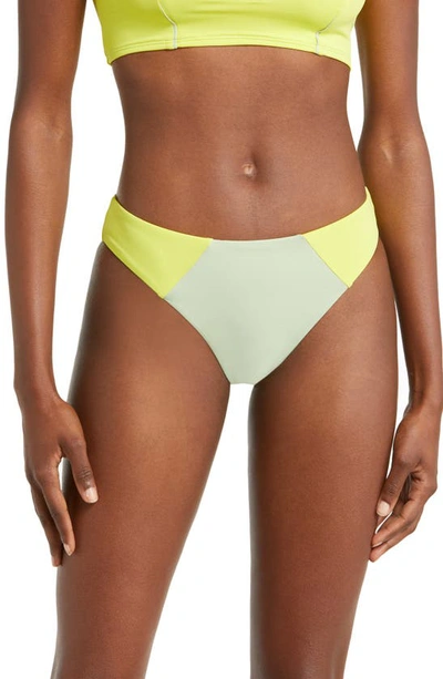 Shop Vero Moda Emma Colorblock Bikini Bottoms In Limeade