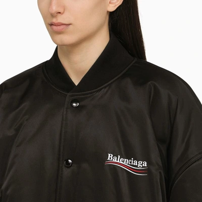 Shop Balenciaga Oversize Nylon Bomber Jacket In Black