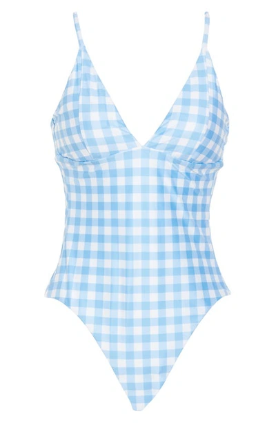 Shop Becca Gingham One-piece Swimsuit In Chambray