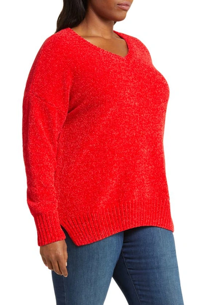 Shop Sanctuary V-neck Chenille Sweater In Lipstick