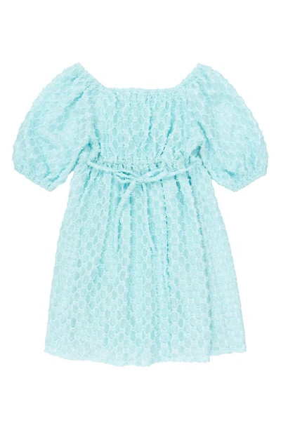 Shop Speechless Kids' Texture Short Sleeve Dress In Aqua