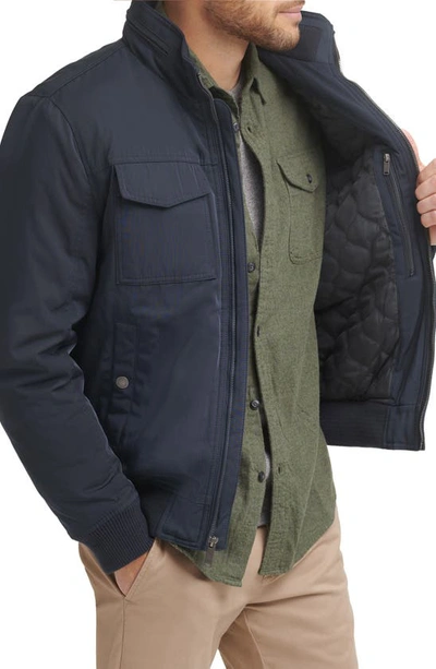 Dockers Quilted Lined Flight Bomber Jacket In Navy