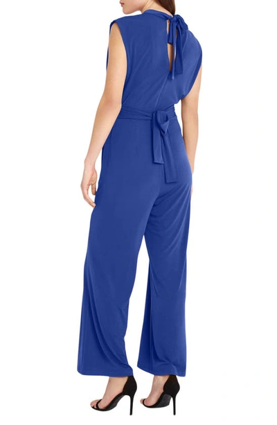 Shop Donna Morgan For Maggy Mock Neck Jumpsuit In Mazarine Blue