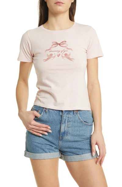 Shop Golden Hour Dreaming Of You Angels Cotton Graphic T-shirt In Washed Lotus