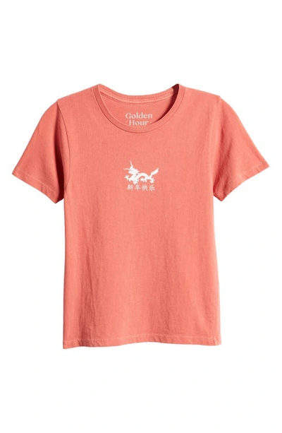 Shop Golden Hour Dragon Cotton Graphic T-shirt In Cranberry