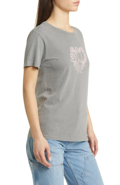 Shop Golden Hour Angel Wreath Cotton Graphic T-shirt In Washed Charcoal