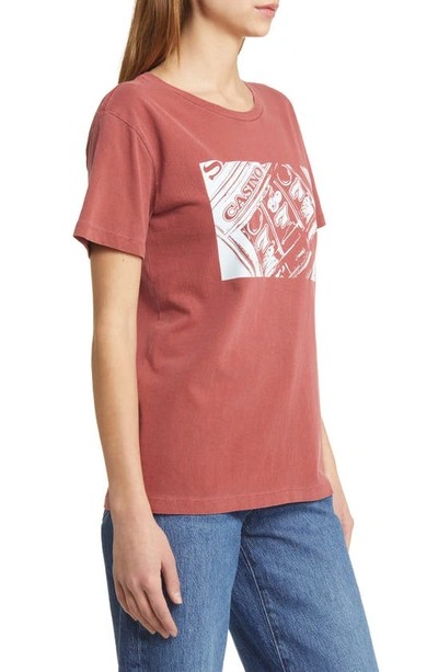 Shop Golden Hour Lucky Casino Oversize Cotton Graphic T-shirt In Washed Stone Wash Red