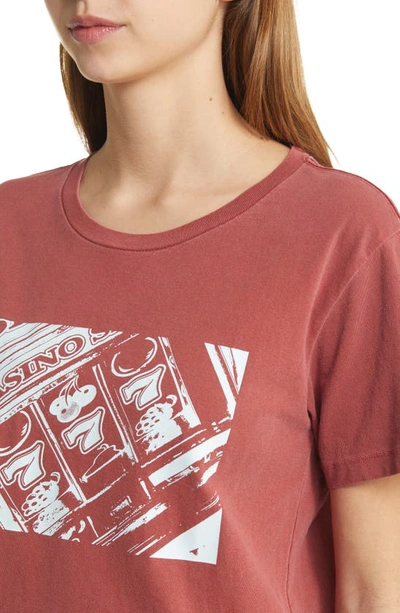 Shop Golden Hour Lucky Casino Oversize Cotton Graphic T-shirt In Washed Stone Wash Red