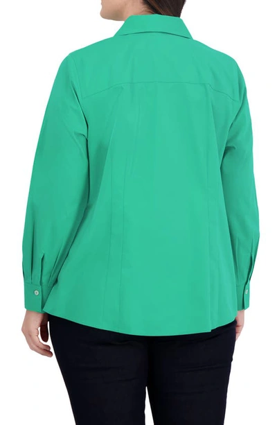 Shop Foxcroft Taylor Long Sleeve Stretch Button-up Shirt In Kelly Green