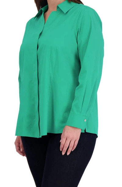 Shop Foxcroft Taylor Long Sleeve Stretch Button-up Shirt In Kelly Green