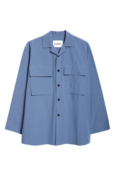 Shop Jil Sander Oversize Cotton Button-up Shirt In French Blue
