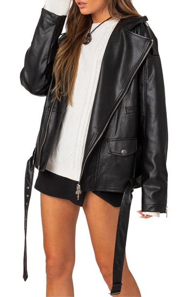 Edikted Women's Wrenley Oversized Faux Leather Jacket In Black