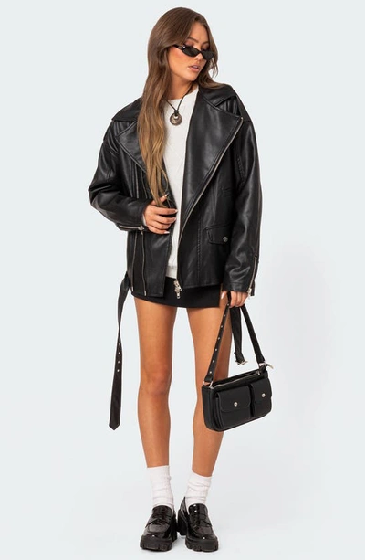 Edikted Women's Wrenley Oversized Faux Leather Jacket In Black