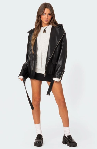 Edikted Women's Wrenley Oversized Faux Leather Jacket In Black