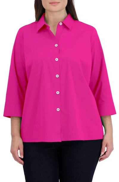 Shop Foxcroft Kelly Button-up Shirt In Azalea