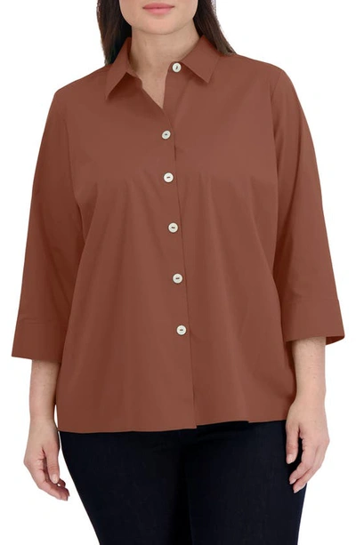 Shop Foxcroft Kelly Button-up Shirt In Macchiato