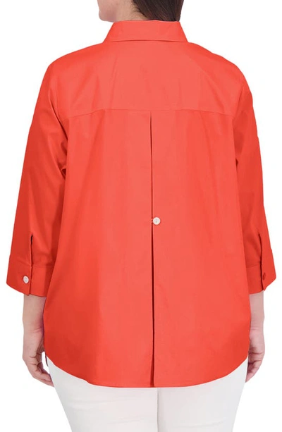 Shop Foxcroft Kelly Button-up Shirt In Tangerine