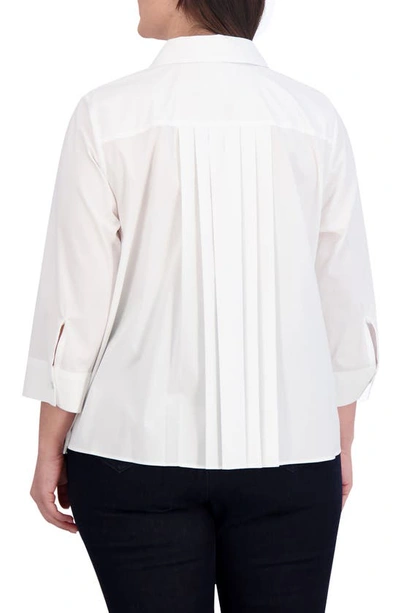 Shop Foxcroft Sandra Cotton Blend Button-up Shirt In White