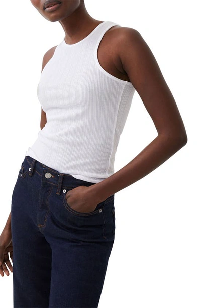 Shop French Connection Tallie Textured Racerback Tank In Linen White