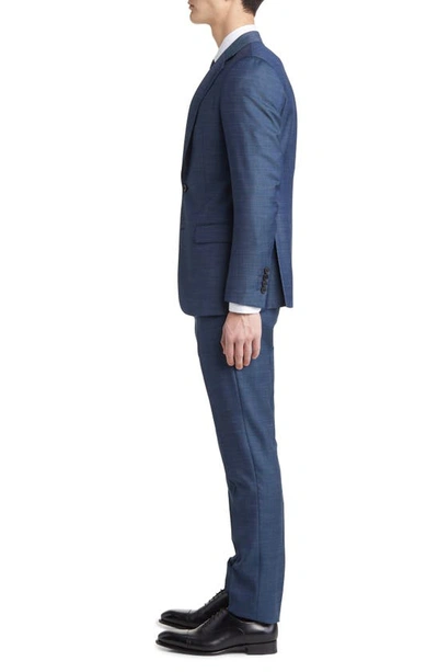 Shop Emporio Armani G-line Virgin Wool Suit In Solid Medium Blue