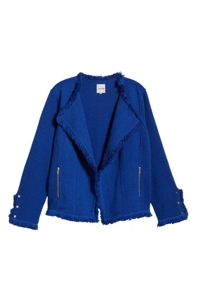 Shop Nic + Zoe Nic+zoe Fringe Mix Jacket In Mazarine