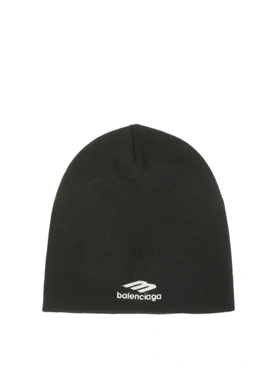 Shop Balenciaga "3b Sports Icon" Beanie In Black