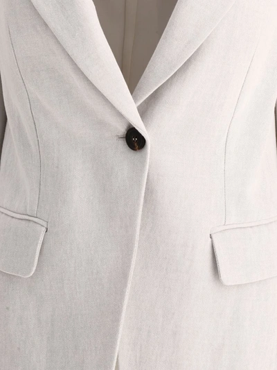 Shop Brunello Cucinelli Cotton Blend Blazer In Grey