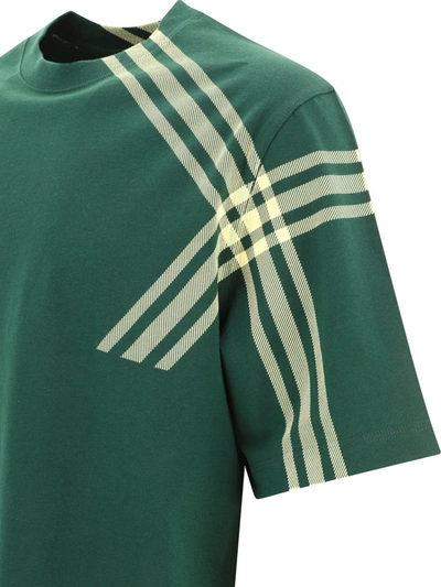 Shop Burberry Check Sleeve Cotton T-shirt In Green