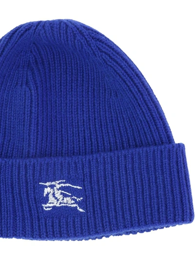 Shop Burberry Ribbed Cashmere Beanie In Blue