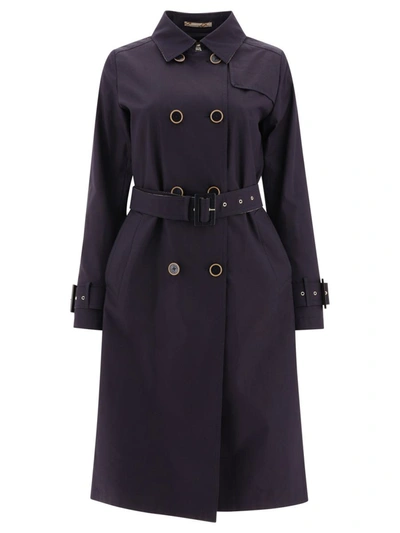 Shop Herno "delan" Double-breasted Trenchcoat In Blue