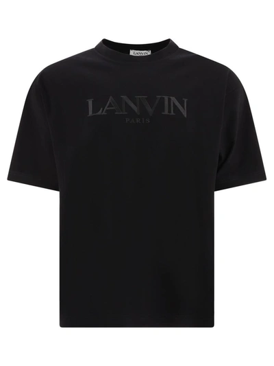 Shop Lanvin T-shirt With Embroidered Logo In Black