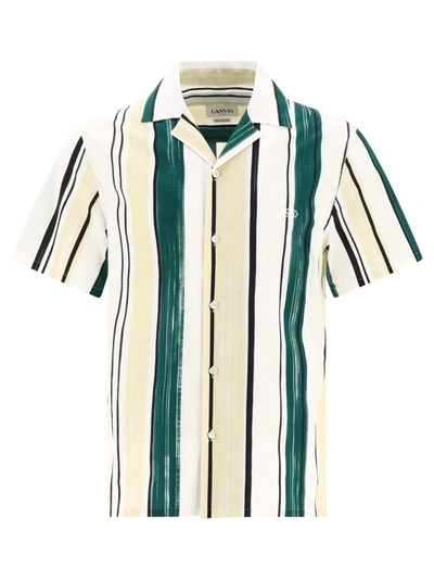 Shop Lanvin Shirt With Striped Pattern In Green