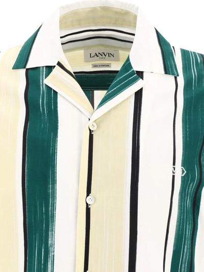 Shop Lanvin Shirt With Striped Pattern In Green