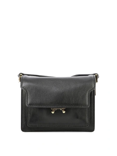 Shop Marni "mini Trunk Soft" Shoulder Bag In Black