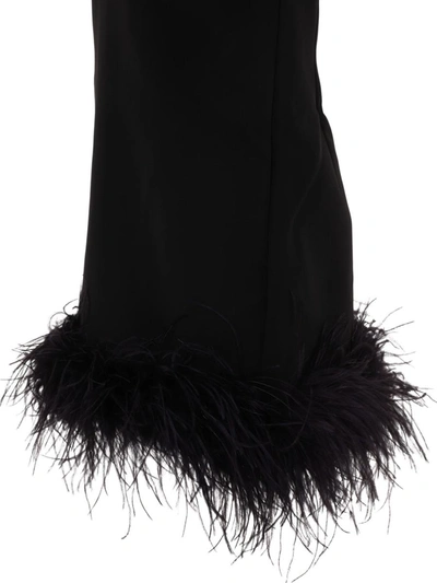 Shop Self-portrait Crepe Feather Swing Dress In Black