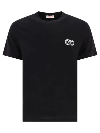 Shop Valentino T-shirt With Vlogo Signature Patch In Black