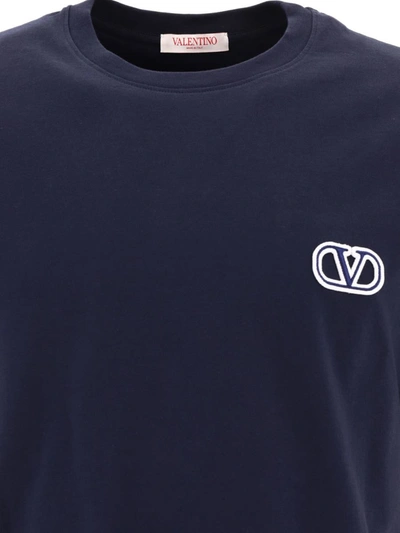 Shop Valentino T-shirt With Vlogo Signature Patch In Blue