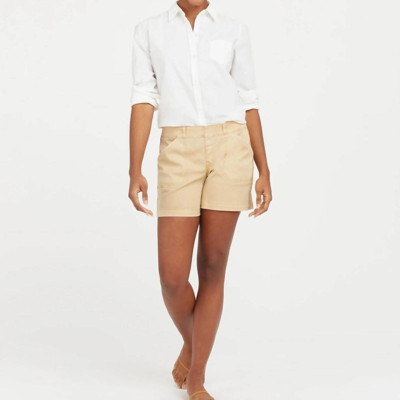 Shop Spanx 6" Stretch Twill Shorts In Brown