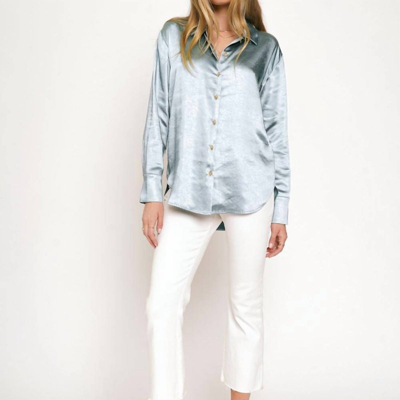 Shop Mystree Relaxed Button Down Silky Shirt In Grey