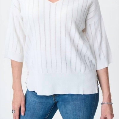 Shop Joseph Ribkoff Knit Top With Side Buttons In White