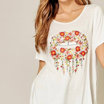 Shop Andree By Unit Floral Lips Tee In White