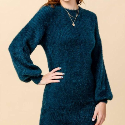 Shop Hyfve Puff Sleeve Knit Sweater Dress In Blue